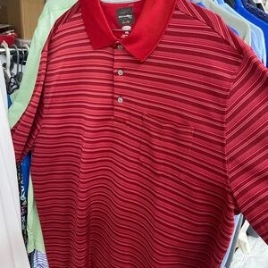 Tasso Elba Red and Black Striped Polo Shirt